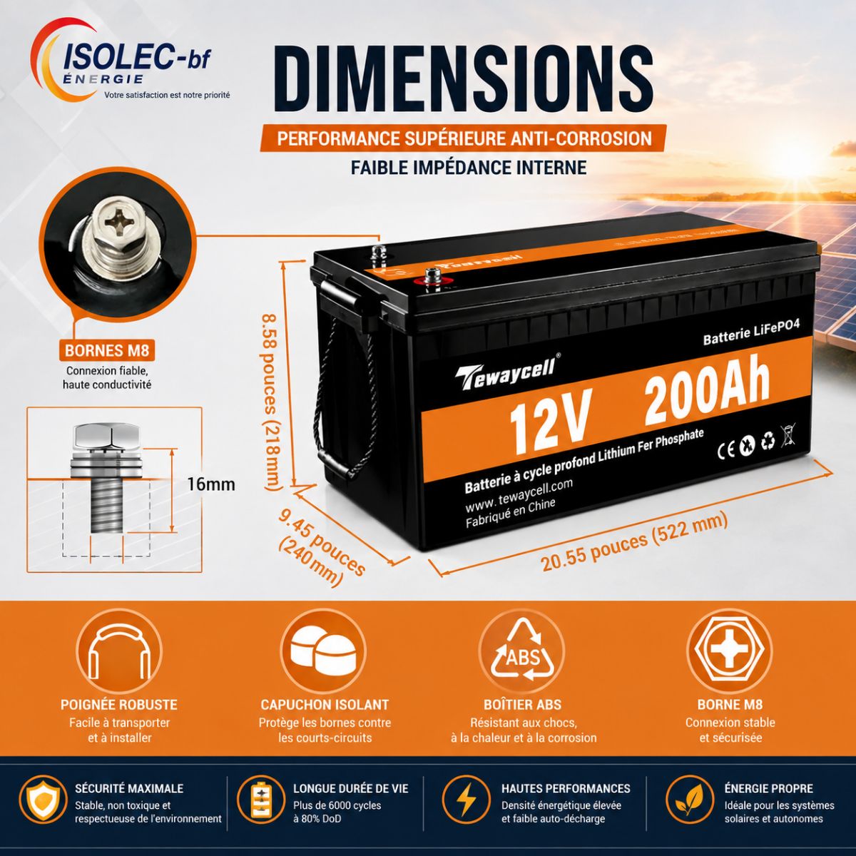 Batterie lithium HWB 12,8V 200Ah 2