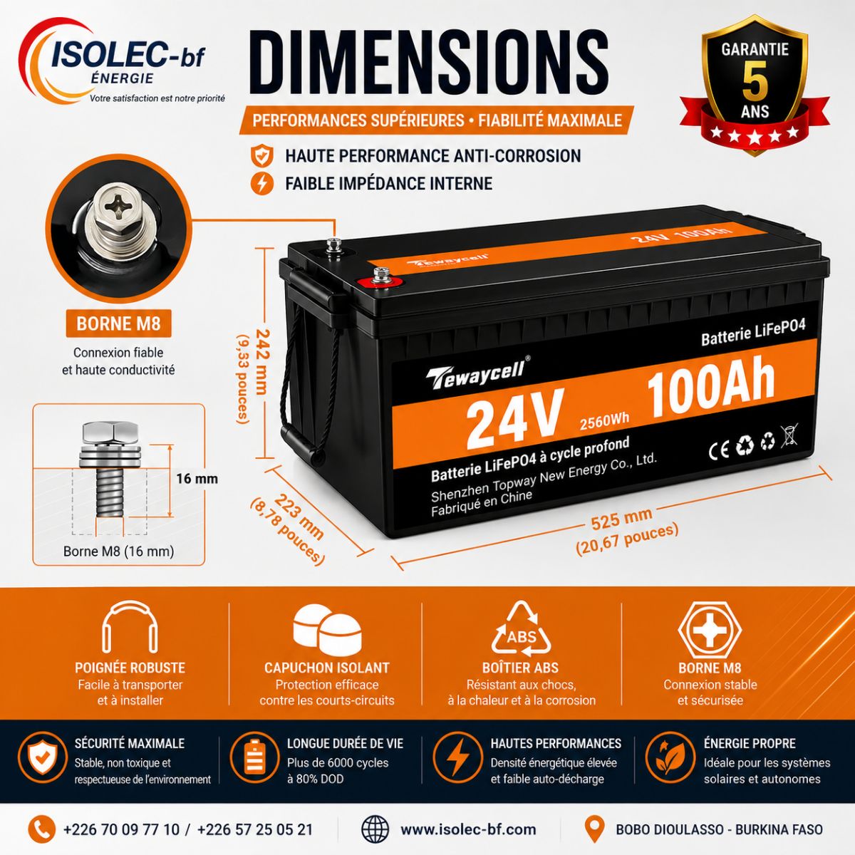 Batterie lithium HWB 25,6V 100Ah 2