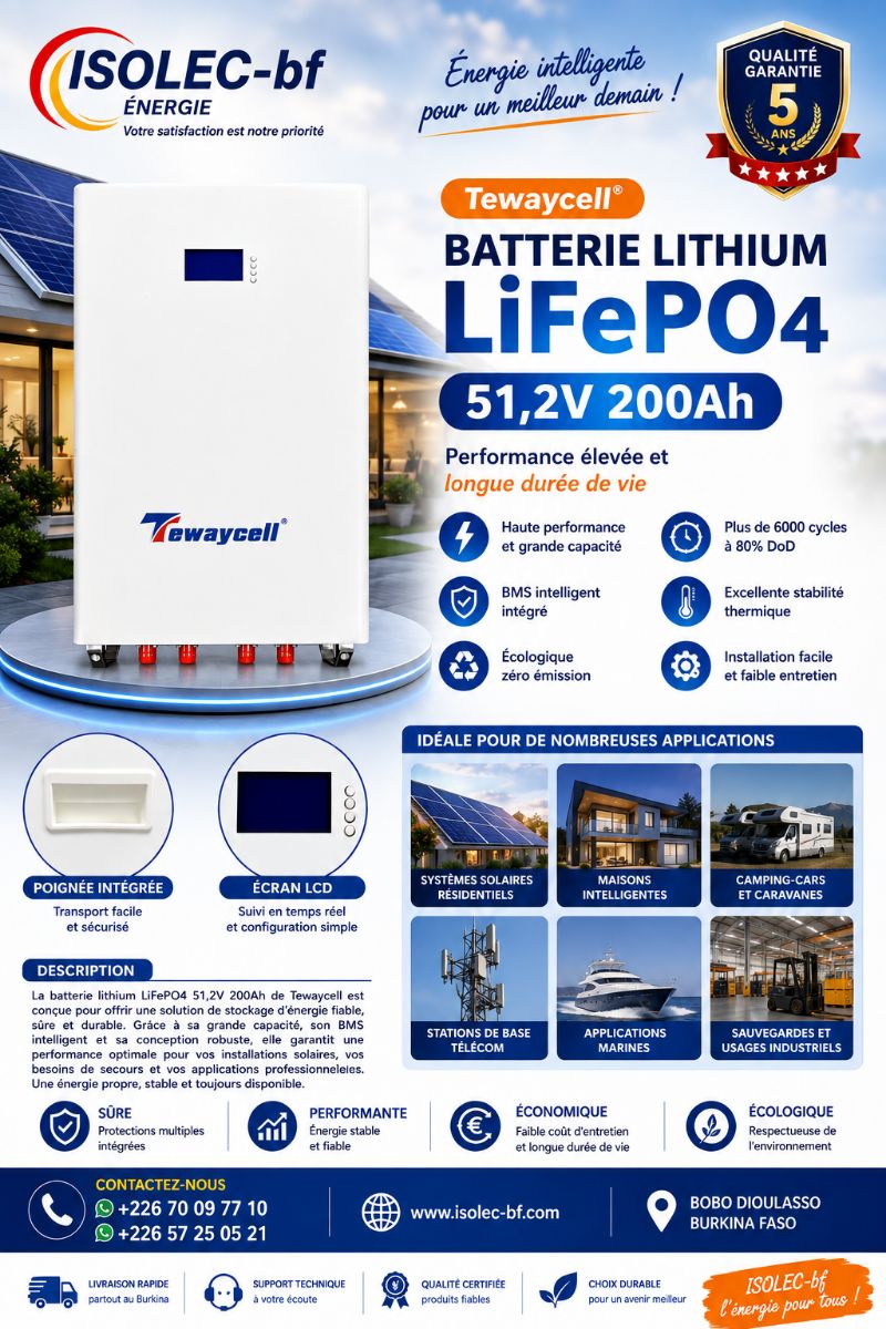 Batterie Lithium Mural 51,2V 200Ah 3