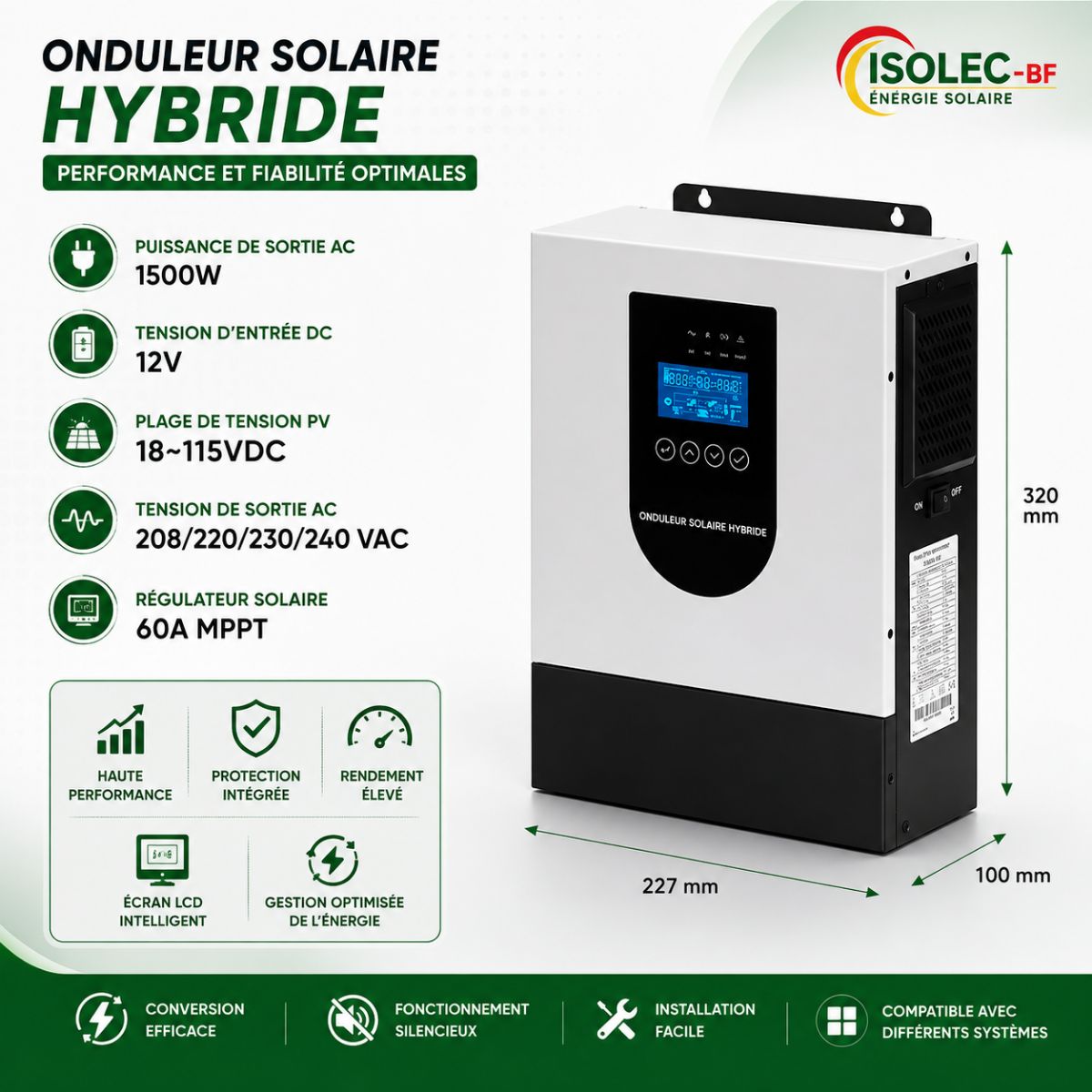 Onduleur hybride SYP1,2KW-12V  2