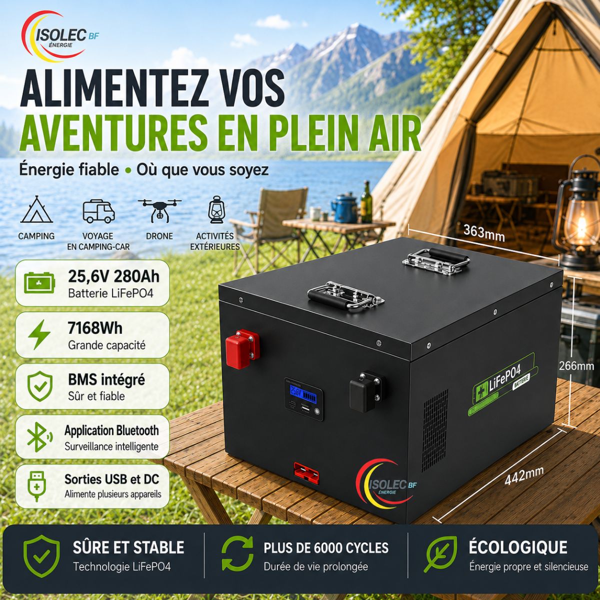 Batterie lithium SUNBAT 25,6V 280Ah 3