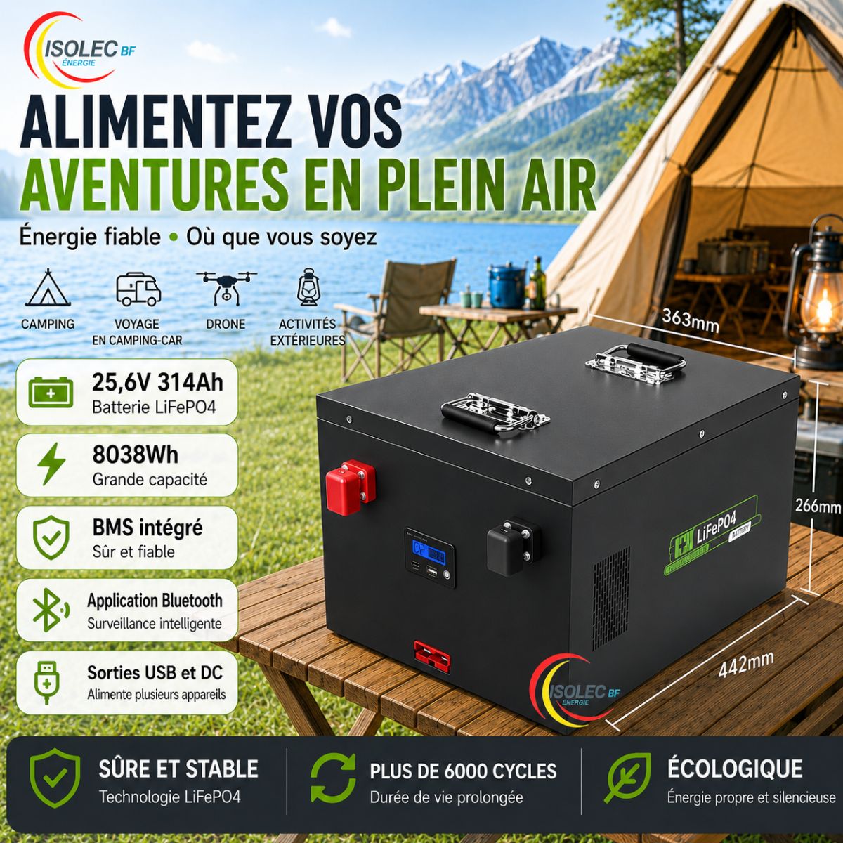 Batterie lithium SUNBAT 25,6V 314Ah 3