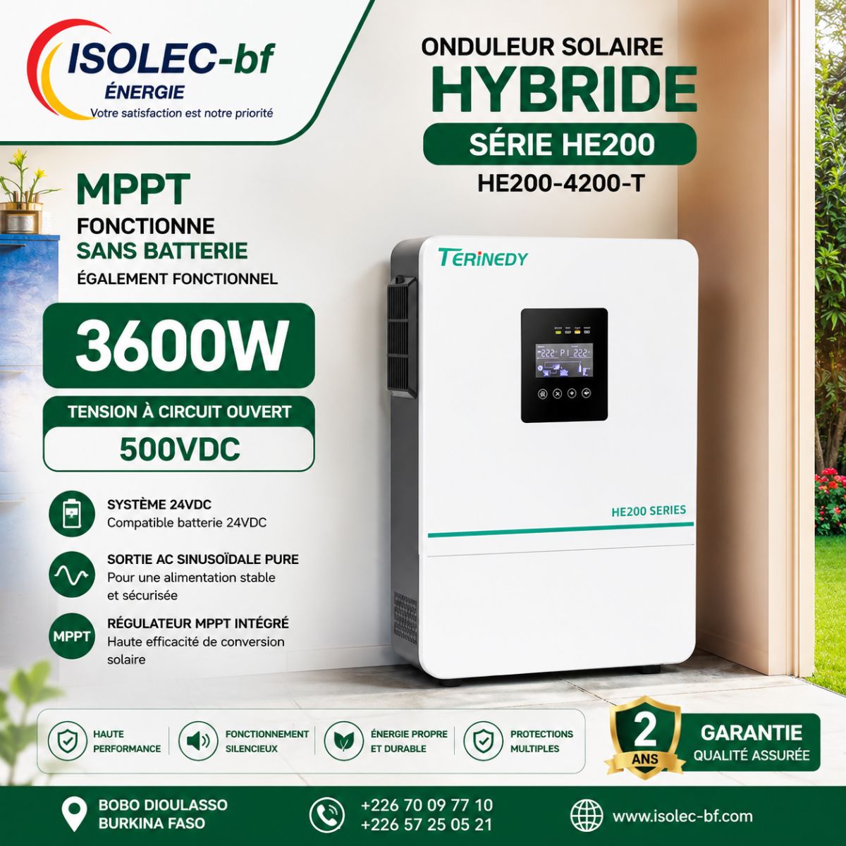 Onduleur hybride HE200-24V 3,6KW 4,2KVA