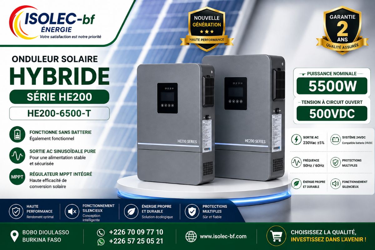 Onduleur hybride HE200-24v 5,5KW 6,5KVA 2