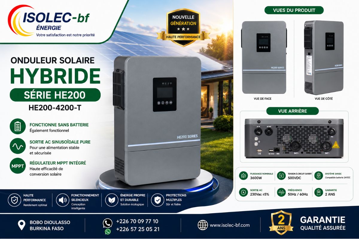 Onduleur hybride HE200-24v 5,5KW 6,5KVA 3