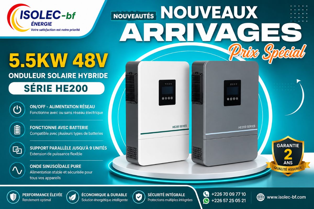 Onduleur hybride HE200-48V 5,5KW  6,5KVA FP