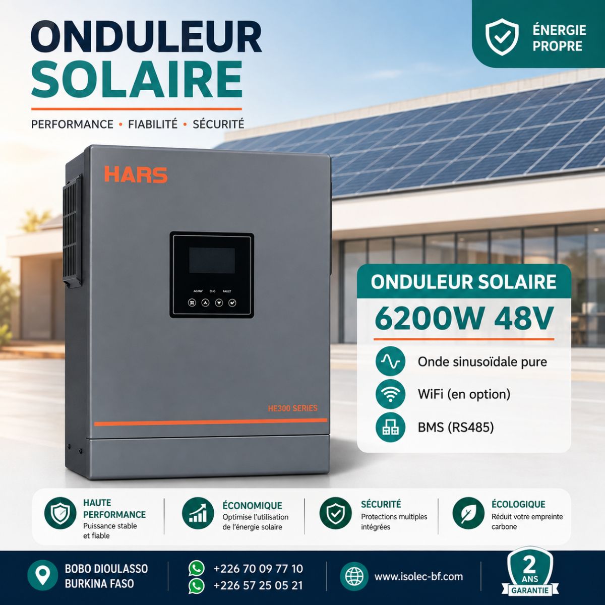 Onduleur hybride HE300-48V 6,2KW 7,2KVA 2