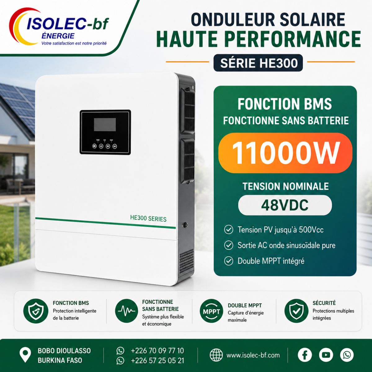 Onduleur hybride HE300-48V 11KW