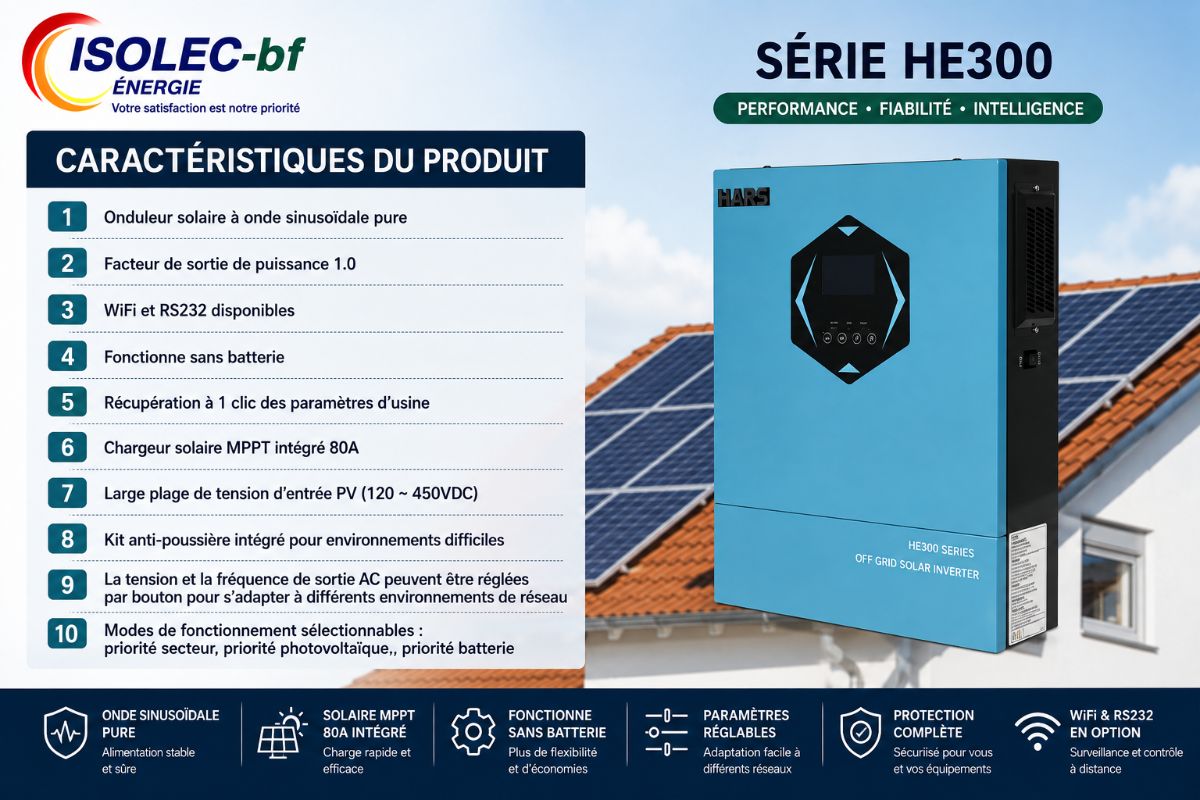 Onduleur hybride HE300-48v 6kW 7KVA 2