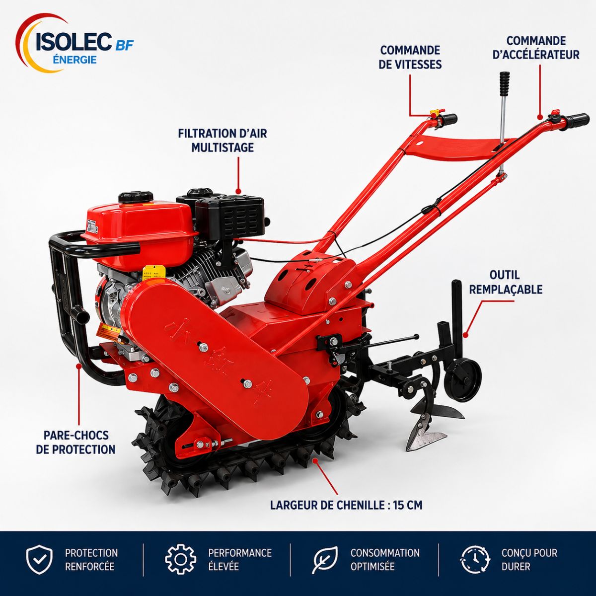 Motoculteur multifonction diésel 8CV +5 outils 2