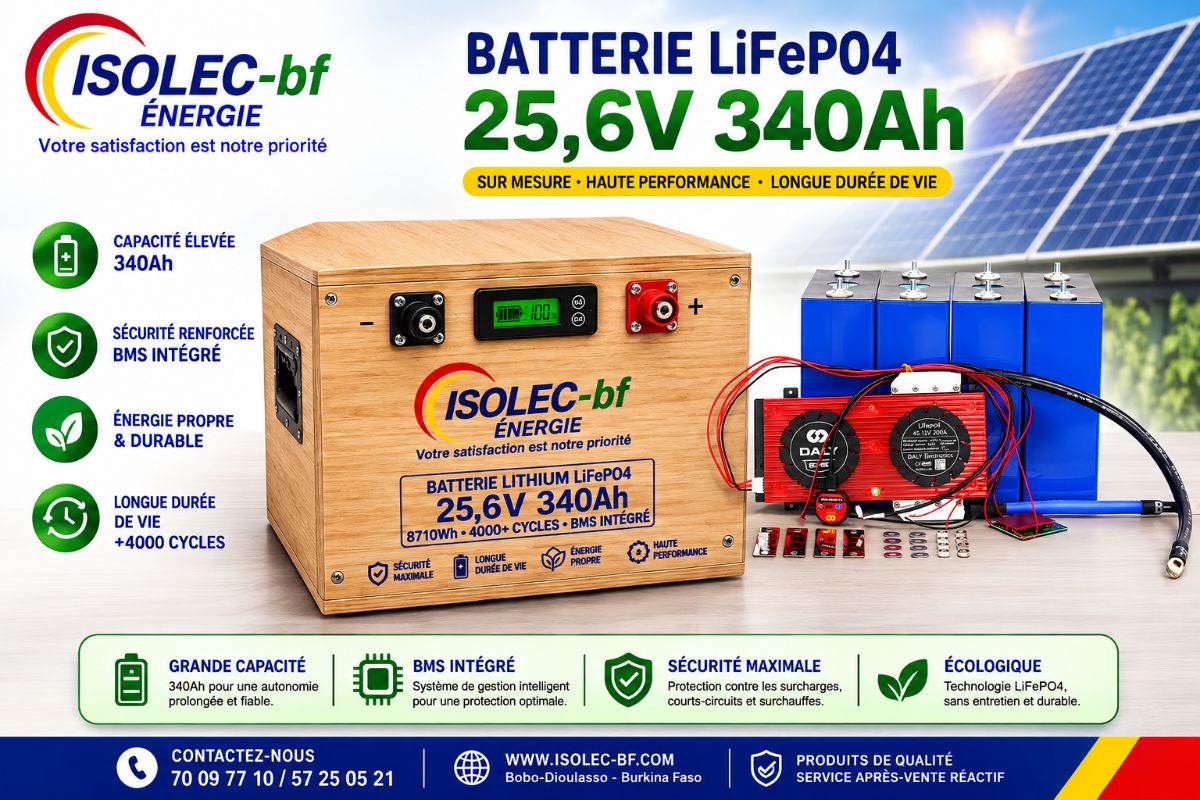 Batterie lithium sur mesure 25,6V 340Ah