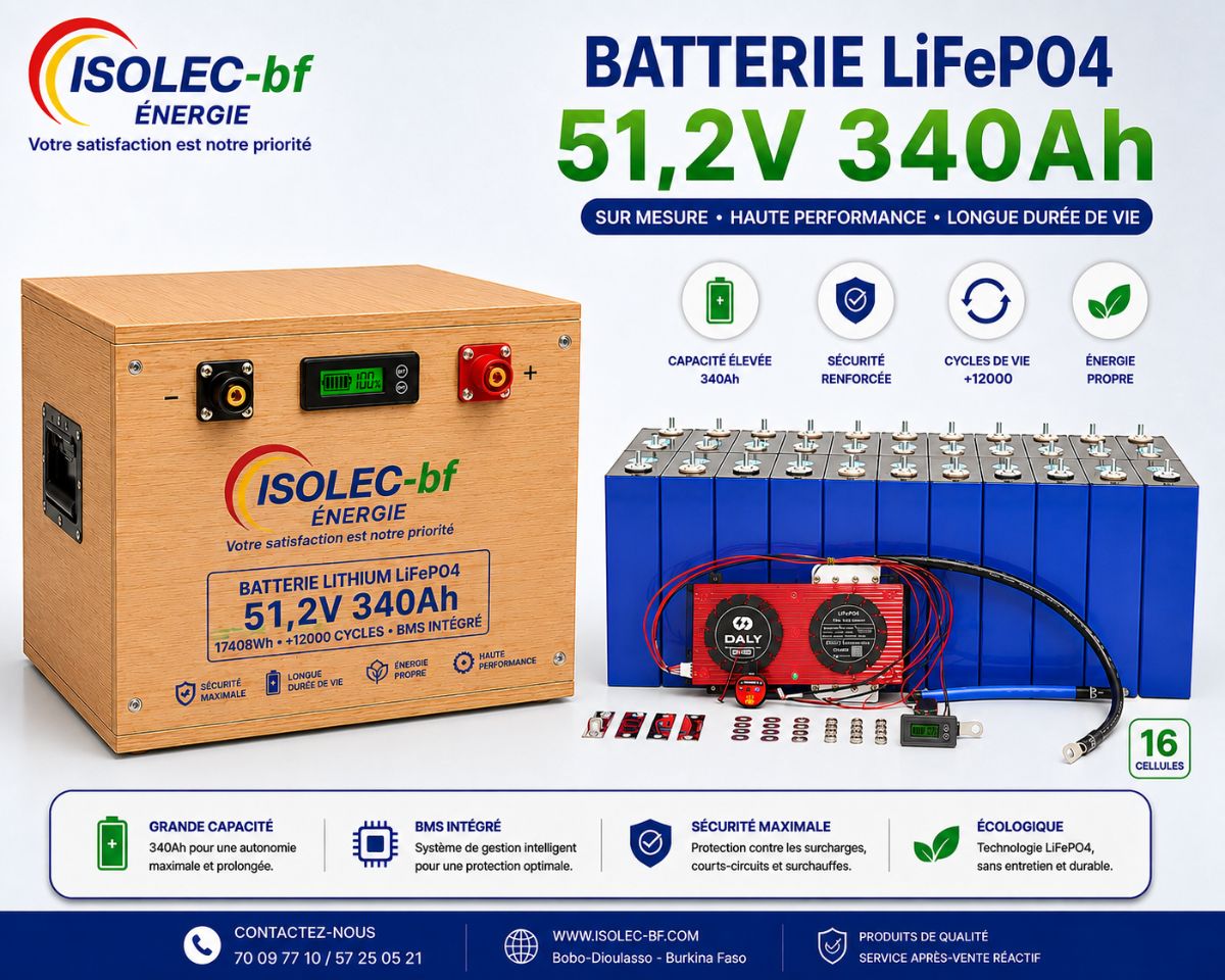 Batterie lithium sur mesure 51,2V 340Ah