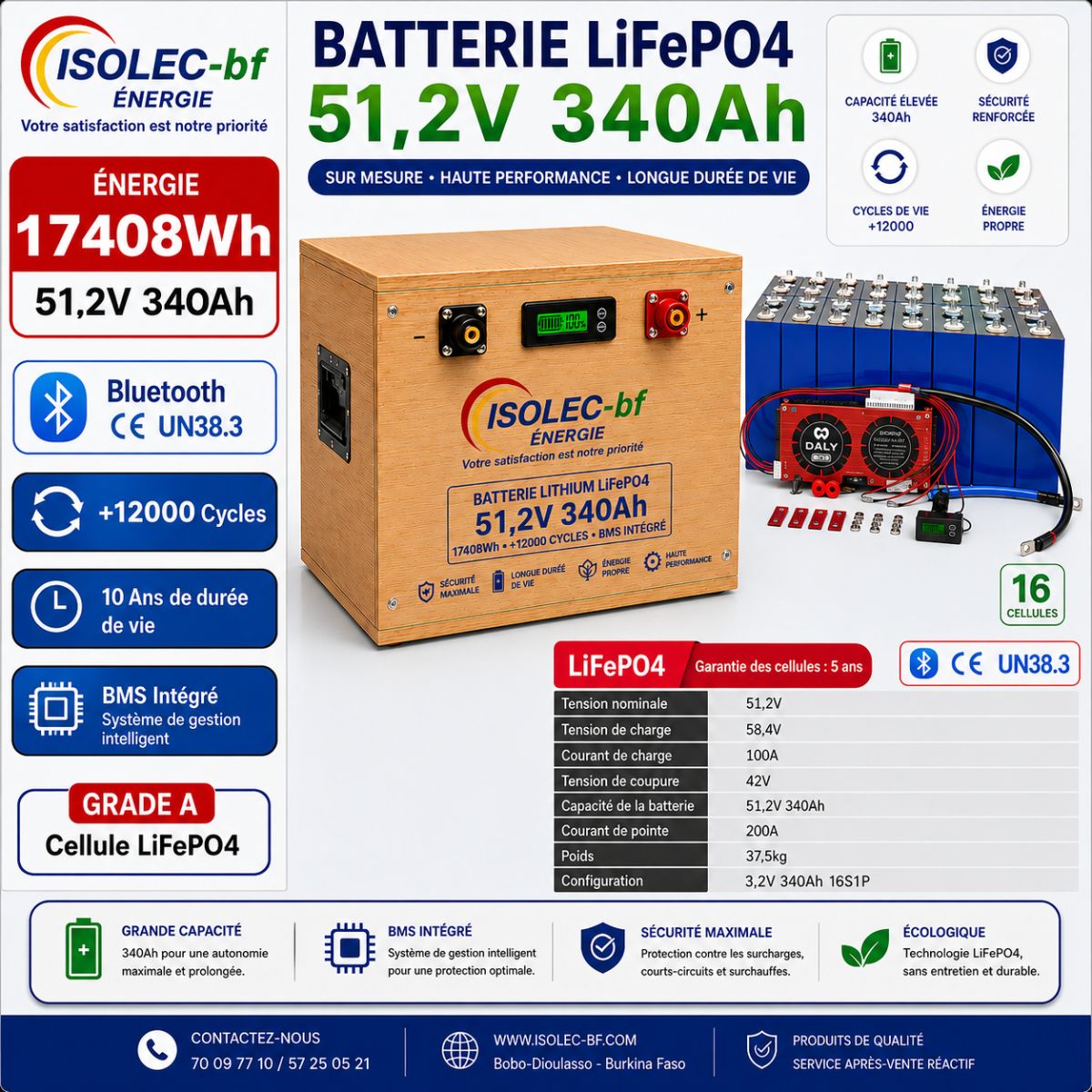 Batterie lithium sur mesure 51,2V 340Ah  2