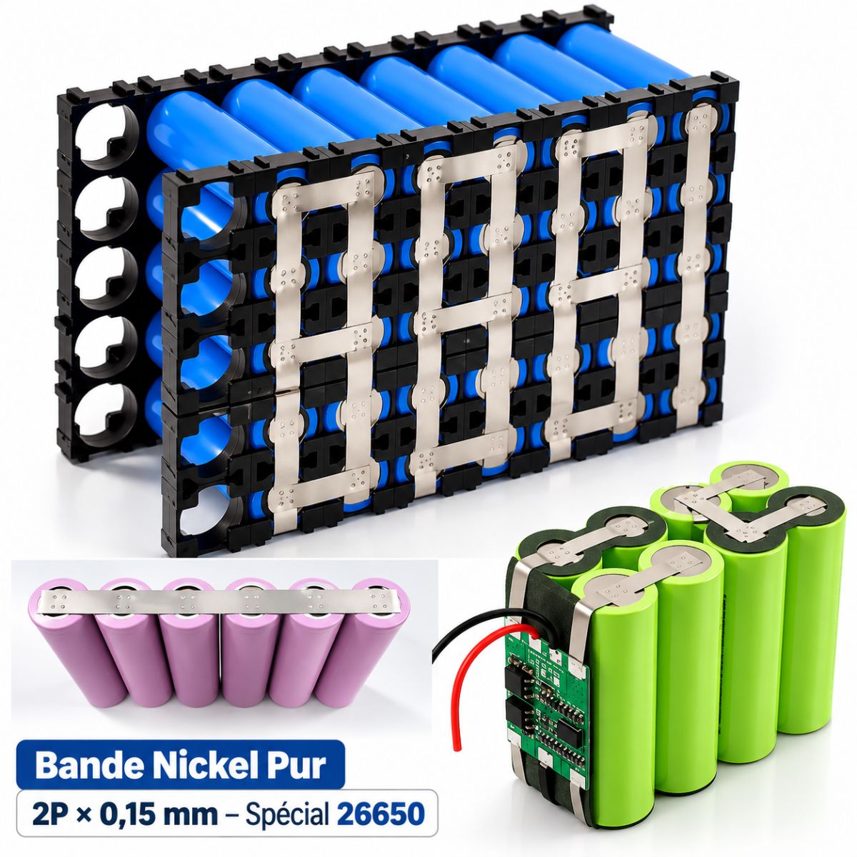bande nickel pur 1m (0,15mmx2P) 26650/26700 3