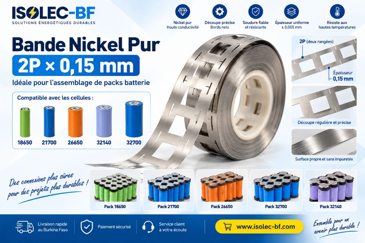 bande nickel forgé 1m (2P x 0,15mm) 18650