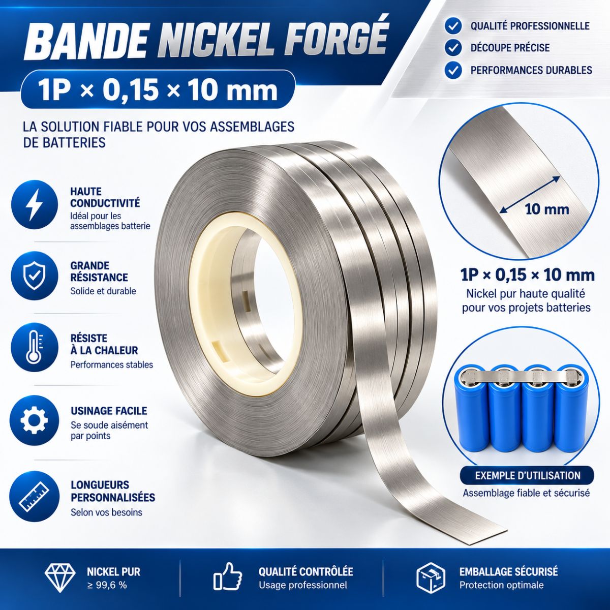 bande nickel forgé 1m * 1P (0,15X10mm)  2