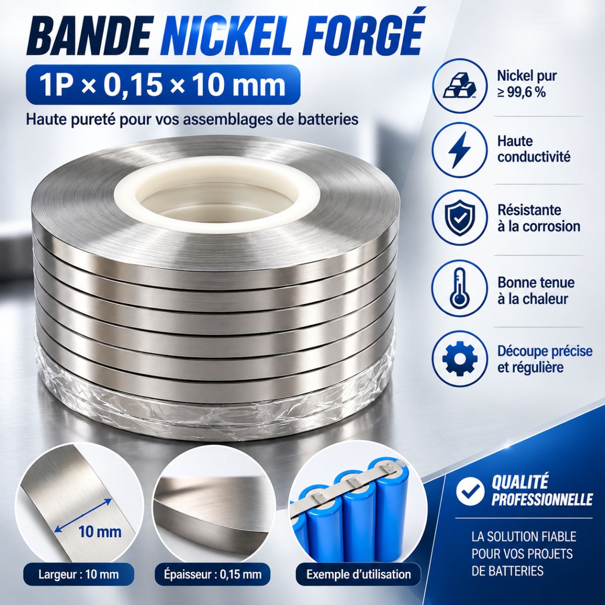 bande nickel forgé 1m * 1P (0,15X10mm)  3