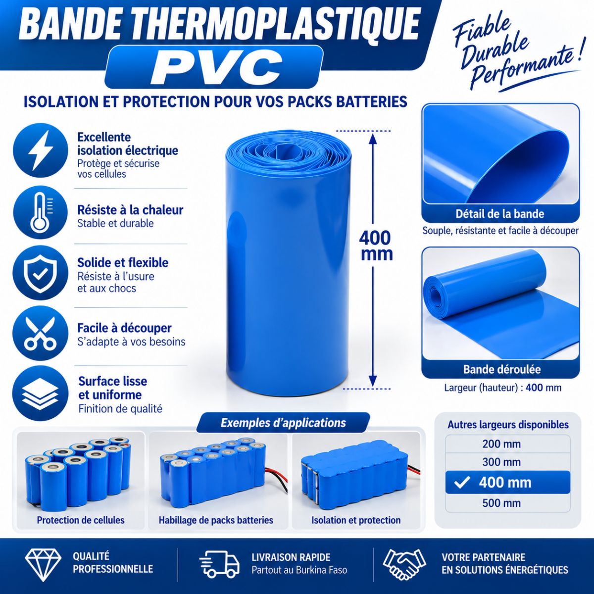 Bande thermo rétractable de 1mx40cmx0.02mm