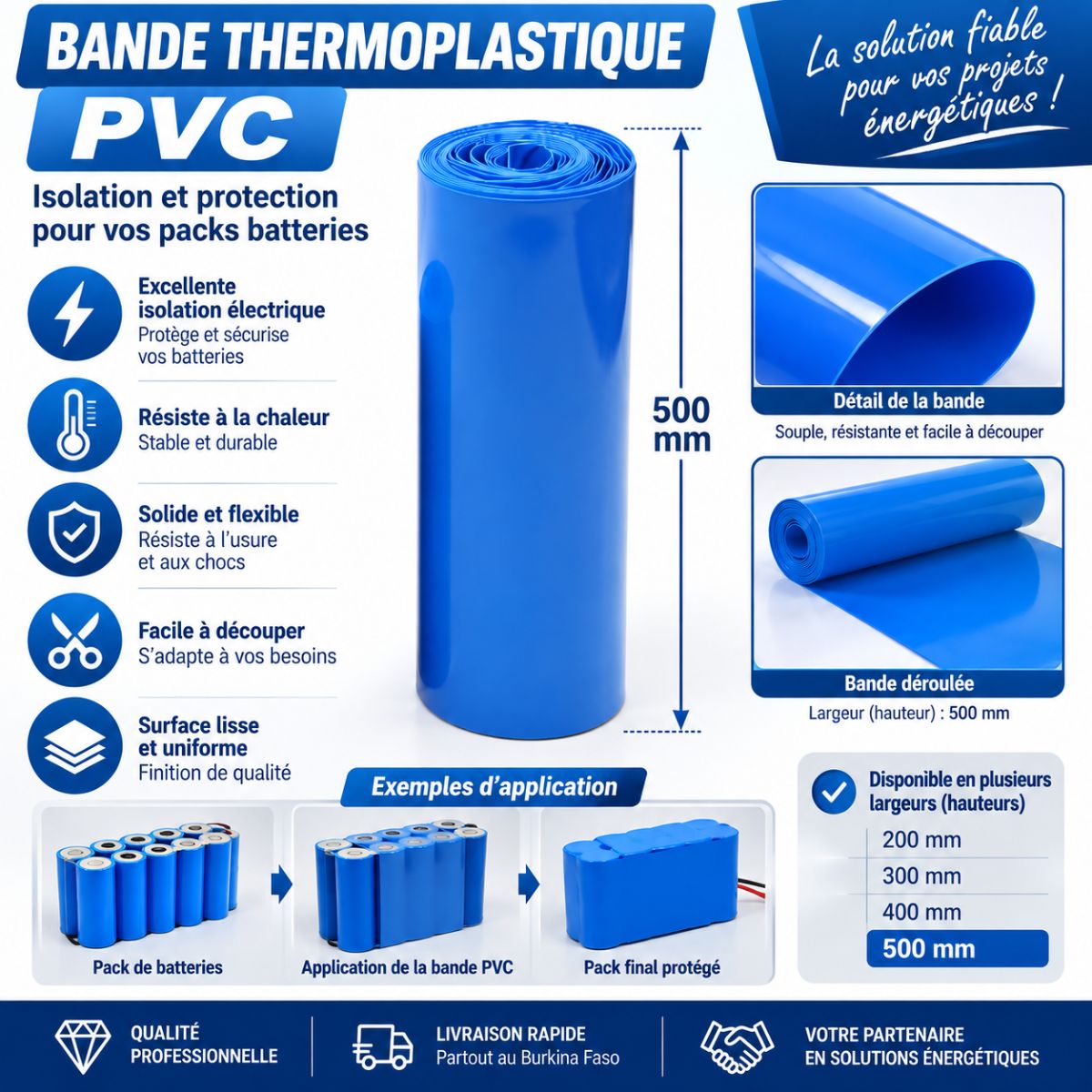 Bande thermo rétractable de 1mx50cmx0.02mm