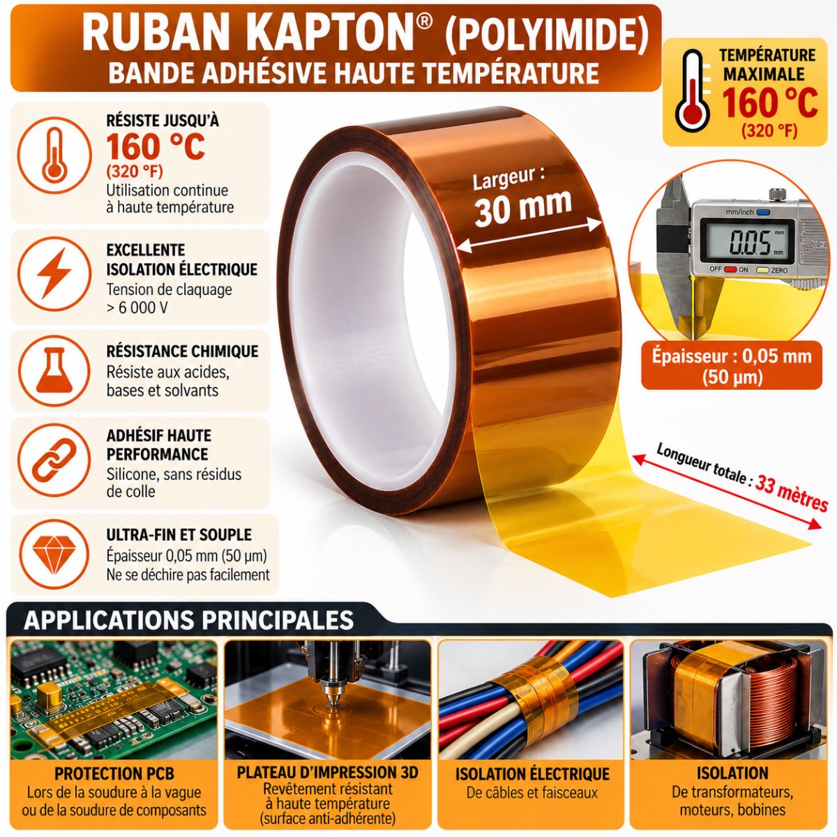 Bande -Ruban Scotch thermique 30mmx33m 2