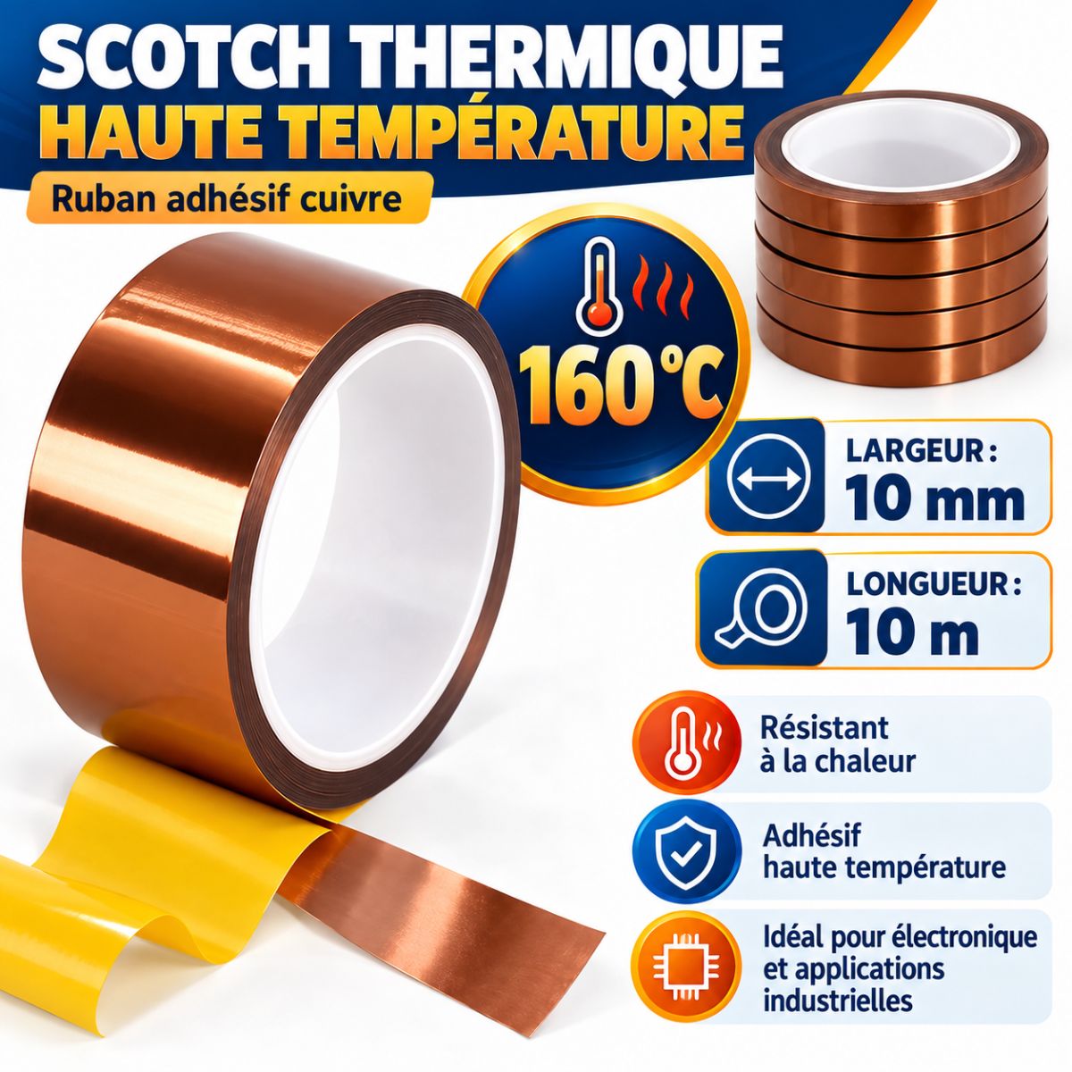 Scotch thermique 160°c 10mmx33m  2