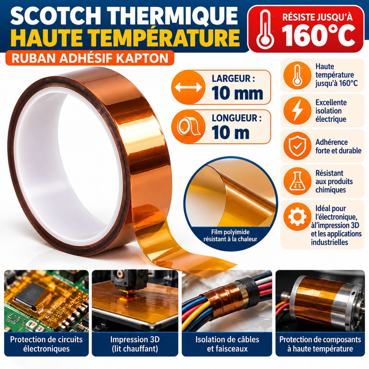 Scotch thermique 160°c 10mmx33m  3