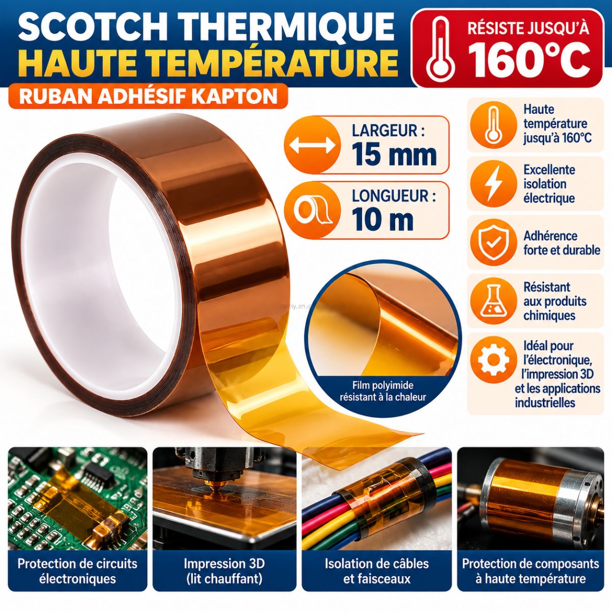 Scotch thermique 160°c 15mmx33m  2