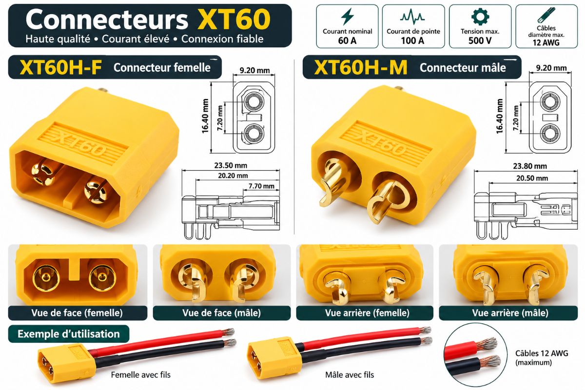 Connecteur XT60 F+M 3